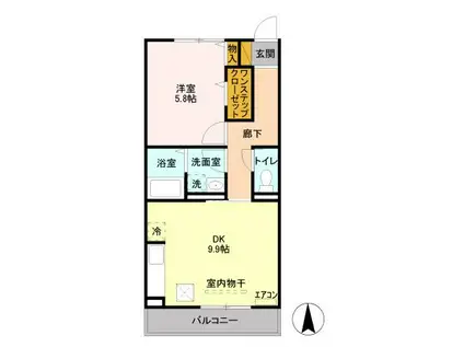 アミティエ三輪(1LDK/1階)の間取り写真