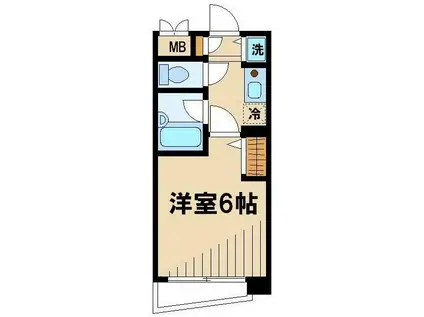 ハーティ国分寺(1K/2階)の間取り写真