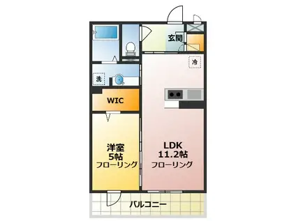 バラディー伏見(1LDK/1階)の間取り写真