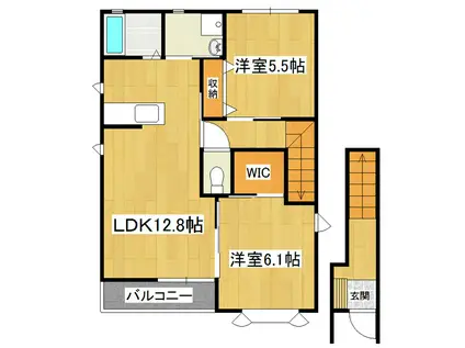 メゾン ボヌールK A棟(2LDK/2階)の間取り写真