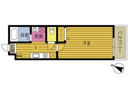 CARRE上人(1K/2階)の間取り写真