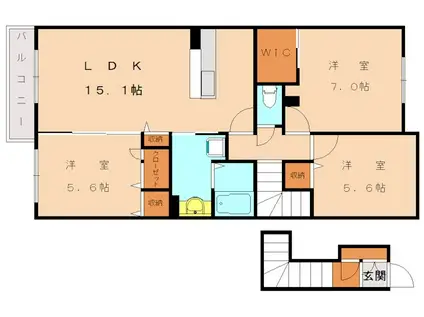 コンフォーザ(3LDK/2階)の間取り写真