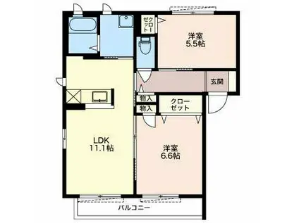 アイリス(2LDK/2階)の間取り写真