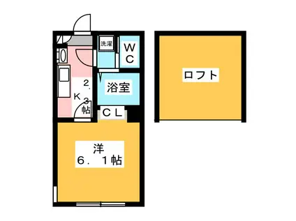 SKY GARDEN黄金町(1K/1階)の間取り写真