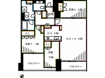 イトーピア武蔵野ブランマーク(3LDK/5階)の間取り写真