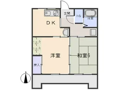 コーポ天野(2DK/3階)の間取り写真