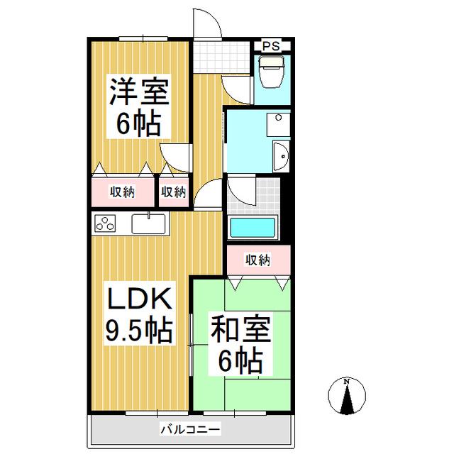 レジデンス天神(2LDK/2階)の間取り写真