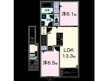 ファインブライト III(2LDK/2階)の間取り写真