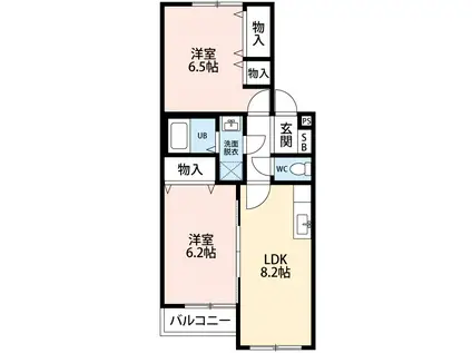 ネイ・ステージA(2LDK/2階)の間取り写真