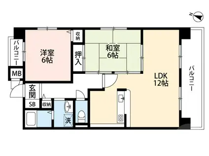 ラヴィア・フォーレ千里山(2LDK/5階)の間取り写真