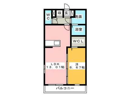 ARYSTA(1LDK/3階)の間取り写真