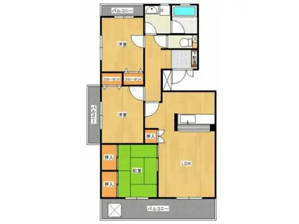 マンションアザレア(3LDK/1階)の間取り写真