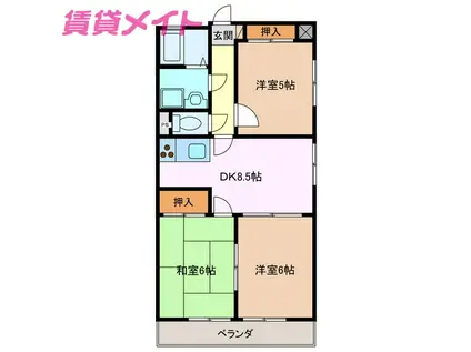 レジデンス優珈里(3DK/5階)の間取り写真