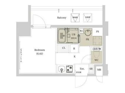 エスタート品川戸越II(1K/6階)の間取り写真