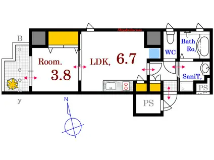 KATAYAMABLDG25(1LDK/3階)の間取り写真
