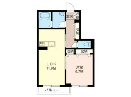 ヴェルドミールIV(1LDK/2階)の間取り写真