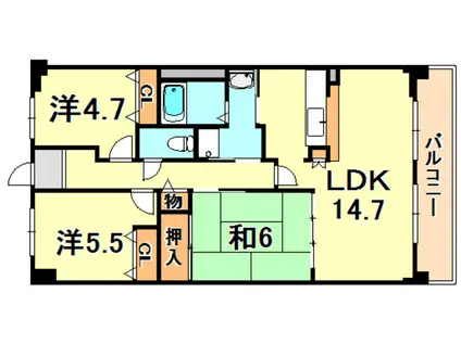 学園シティコート(3LDK/10階)の間取り写真