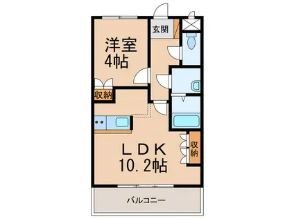ディアベルジュ(1LDK/2階)の間取り写真