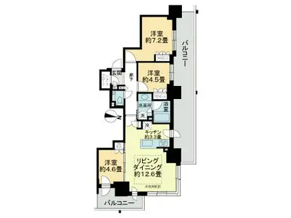 ザ・札幌タワーズ イーストタワー(3LDK/19階)の間取り写真