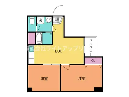サンハイツ2番館(2LDK/4階)の間取り写真