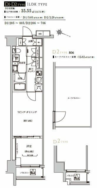WEAVE BASE -ITABASHI HONCHO 板橋本町(1LDK/8階)の間取り写真
