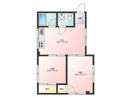 セントラルパレス北新宿(2DK/4階)の間取り写真