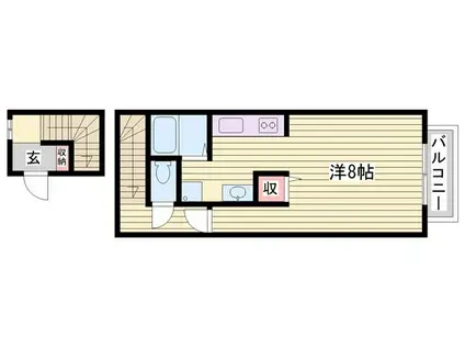 カルム・モリ(1K/2階)の間取り写真