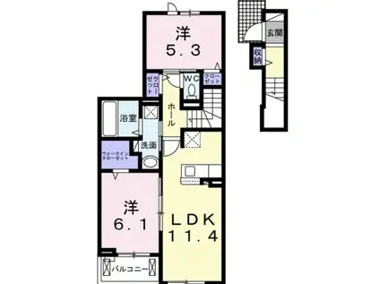 メゾンドシエル(2LDK/2階)の間取り写真