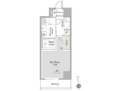 オルソ東新宿(1K/5階)の間取り写真