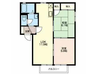 フォーレスNOGUCHI(2LDK/2階)の間取り写真