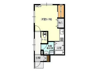 アバンティ旭ヶ丘A(ワンルーム/1階)の間取り写真