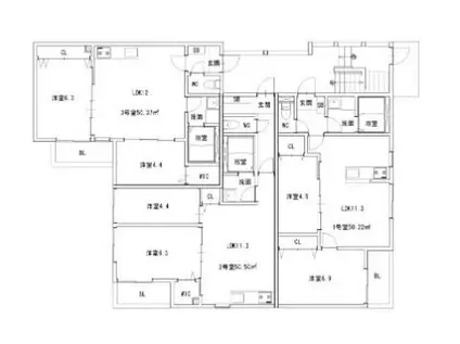クリーク姪浜(2LDK/2階)の間取り写真
