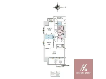 スプランディッドあびこ駅前(2LDK/2階)の間取り写真