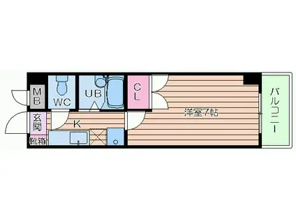 ローズコーポ天満東II(1K/4階)の間取り写真