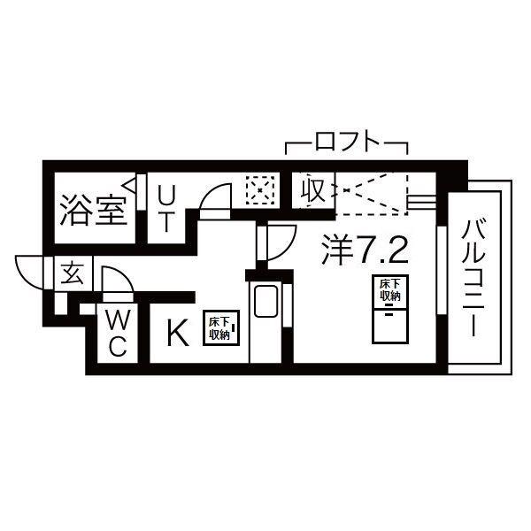 カスターニャ三国本町(1K/5階)の間取り写真