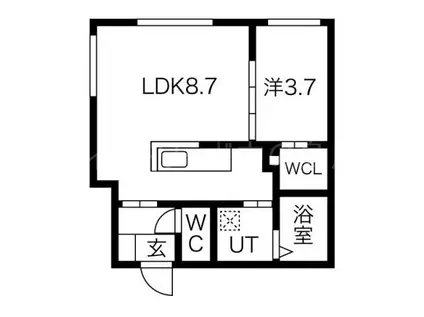 ラグナベルデ菊水(1LDK/4階)の間取り写真