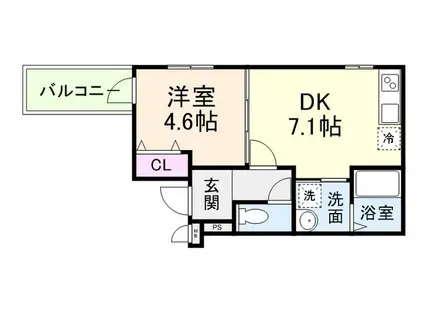 フジパレス三国ヶ丘II番館(1DK/1階)の間取り写真