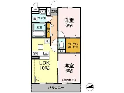 リリーベル(2LDK/1階)の間取り写真
