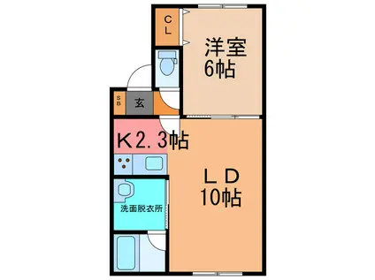 CASA FELIZ(1LDK/3階)の間取り写真