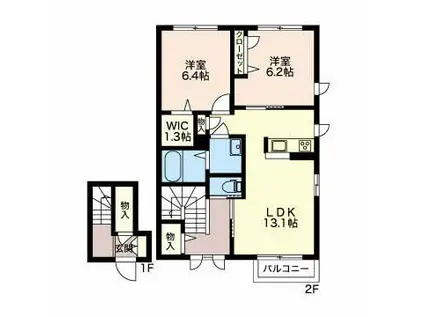 ボナールコート KATAMA(2LDK/2階)の間取り写真