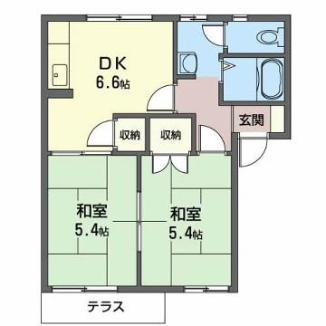 コートヴィレッジ(2DK/1階)の間取り写真