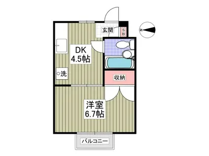 ヴェールシフォン宇都宮(1DK/1階)の間取り写真