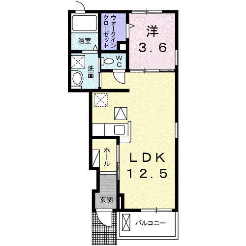 セレノフィオーレ(1LDK/1階)の間取り写真