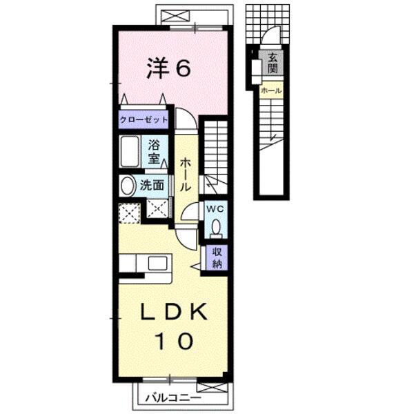 クラベールA(1LDK/2階)の間取り写真