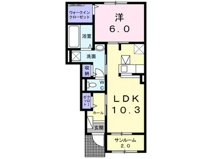 ソレイユ フルール(1LDK/1階)の間取り写真