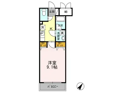 ボナールKI(1K/1階)の間取り写真