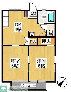パナハイツ狭山(2DK/1階)の間取り写真