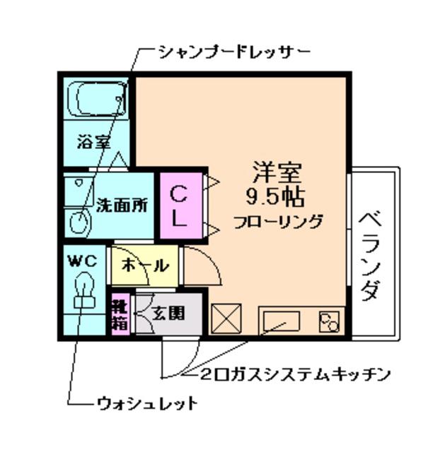 カメリア(ワンルーム/2階)の間取り写真