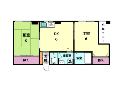 KYビル(2DK/4階)の間取り写真