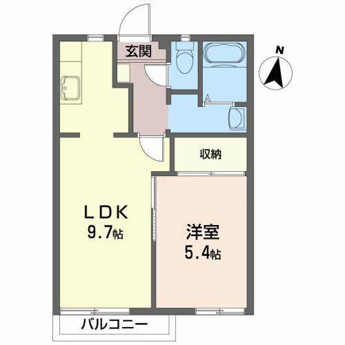 プライム・パークB(1LDK/2階)の間取り写真